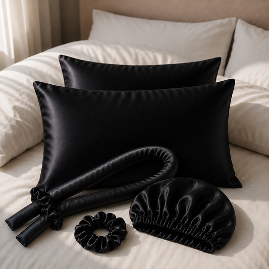 Luxury Silk Hair Care Bundle | Bonnet, Pillowcase, Heatless Curling Rod & Scrunchies