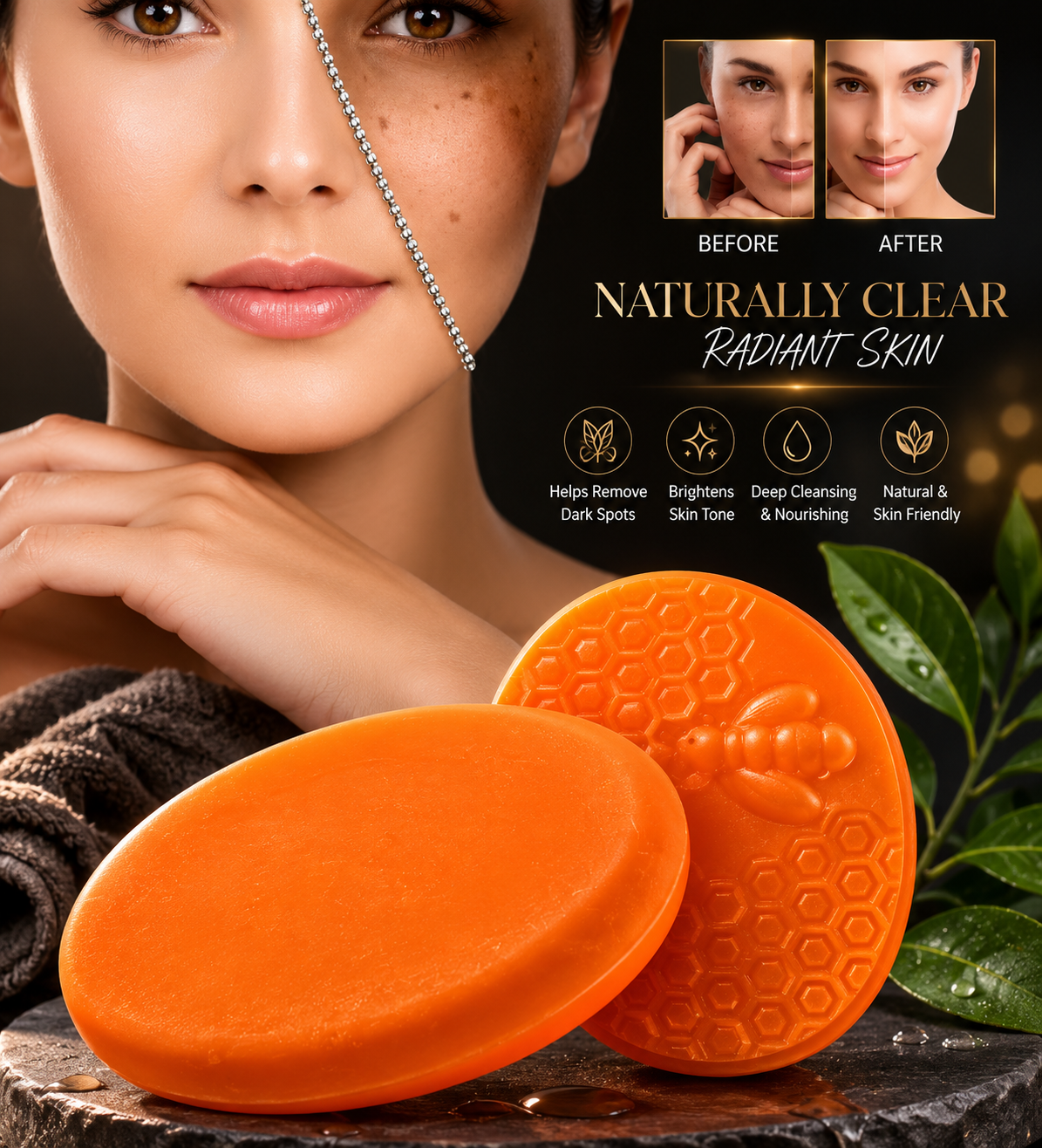 Organic Soap for Glowing Skin |Rice, Neem, Moringa & Kojic Acid Soap | Natural Skin Brightening ,Chemical-Free Beauty Bar