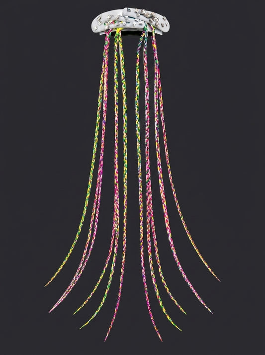 Colorful Hair Braiding Threads Set , Hair Decoration Accessories for Girls & Women | Hair Extension Strings Pakistan Colorful Braided Hair Extensions with chunks & Tassel ,Bohemian Style Hair | Boho Chic Style