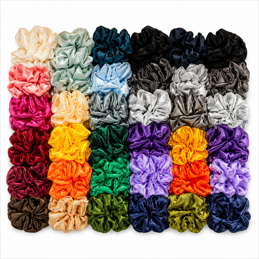 Pack Of 12 Premium Silk Scrunchies  Satin Hair Ties, No Damage hair bands for Women & Girls