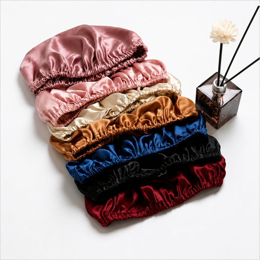 Luxury Silk Satin Bonnet for Sleeping Night cap Adjustable Hair Protection Bonnet for Hair with free scrunchie