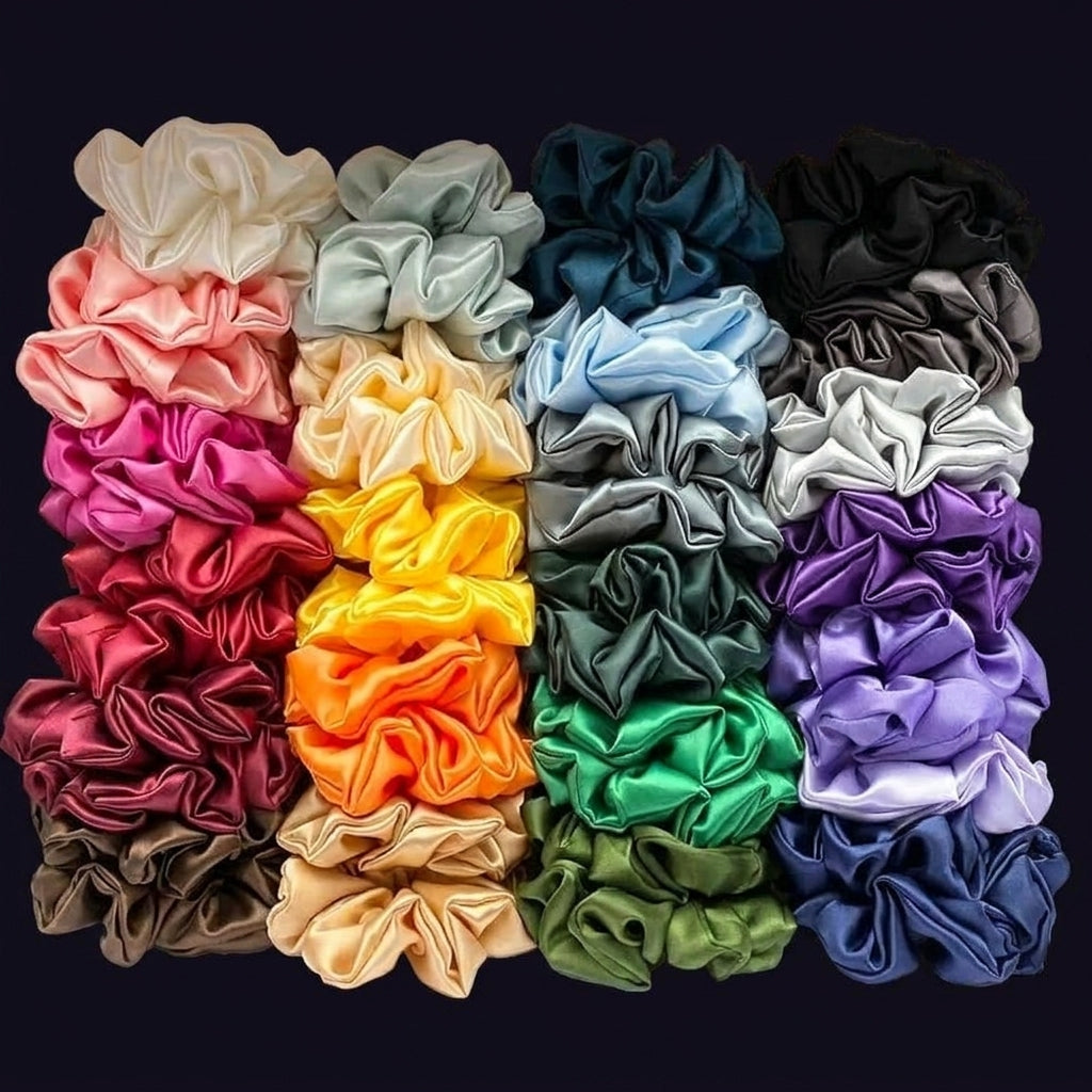 Premium, Pack Of 12 Silk Scrunchies for Women, Satin Hair Ties, No Damage Hair Bands for Women & Girls