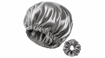 Premium Silk Hair Care Bundle – Bonnet, Scrunchie, Wooden Comb & Oil Bottle
