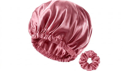 Premium Silk Hair Care Bundle – Bonnet, Scrunchie, Wooden Comb & Oil Bottle